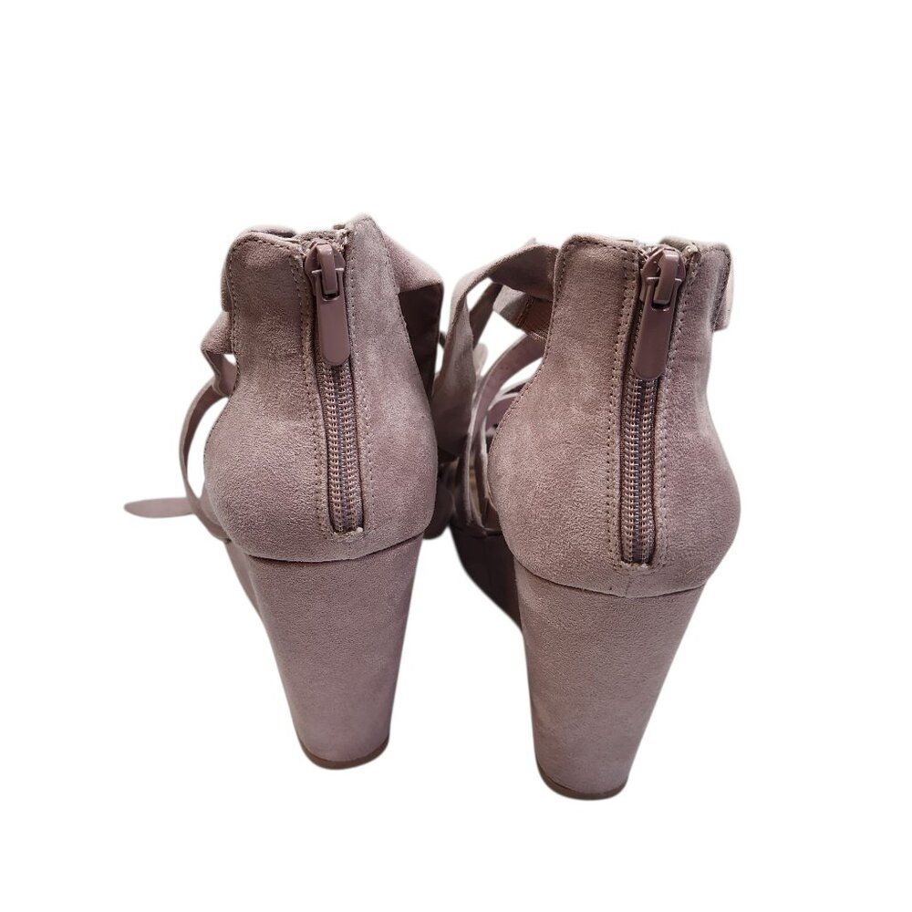 Torrid Nude Pink Strappy Lace Up Sandals Heels Wedges Size 10 W Women's - Picture 7 of 7